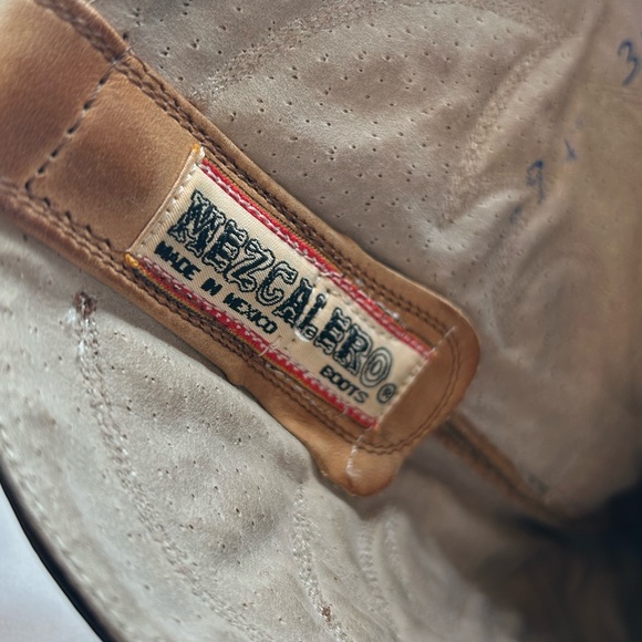 Mezcalero Tan Leather Cowgirl Cowboy Boots Men’s sz 9 Women’s Size 10 Western - Picture 12 of 13